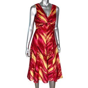 Jones New York Twist Front Pink Yellow Dress 8